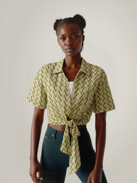 Front Tie Printed Blouse