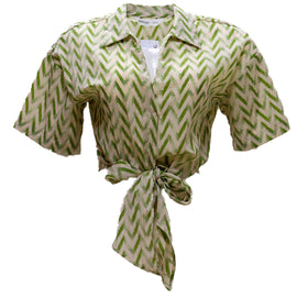 Front Tie Printed Blouse - 0