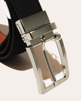 Black And Tan Belt With Twist Buckle - 0