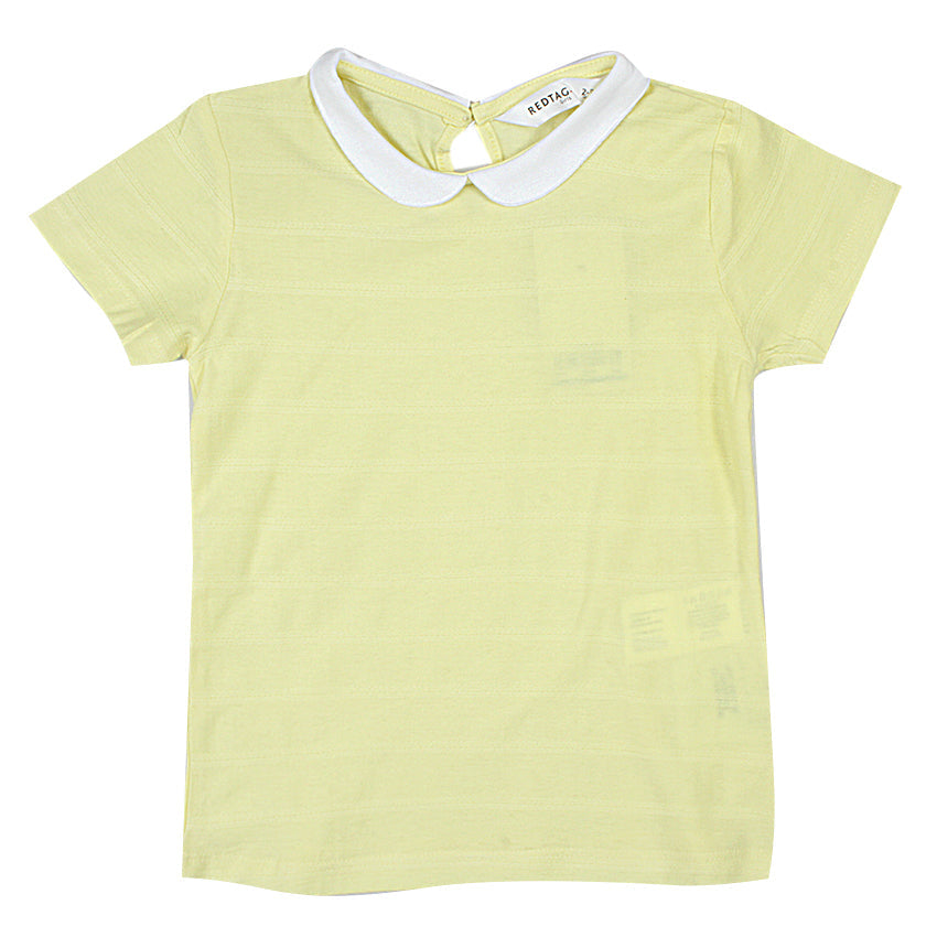 Redtag Girl's Yellow Casual T-shirts 