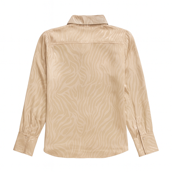 Beige Bow Detail Satin Blouse