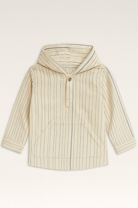 Boys Junior White Striped With Hooded Shirt - 0