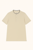 Mandrain Collar Polo Shirt Beige X Large-2