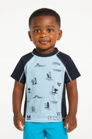 Blue Surf Beach Rash Guard T Shirt-1