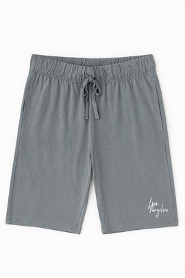 Grey T Shirt And  Pyjama Shorts Set - 0