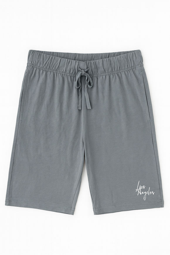 Grey T Shirt And  Pyjama Shorts Set