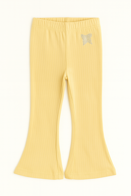 Mustard Rhinestone Embellished Rib Leggings Yellow - 0