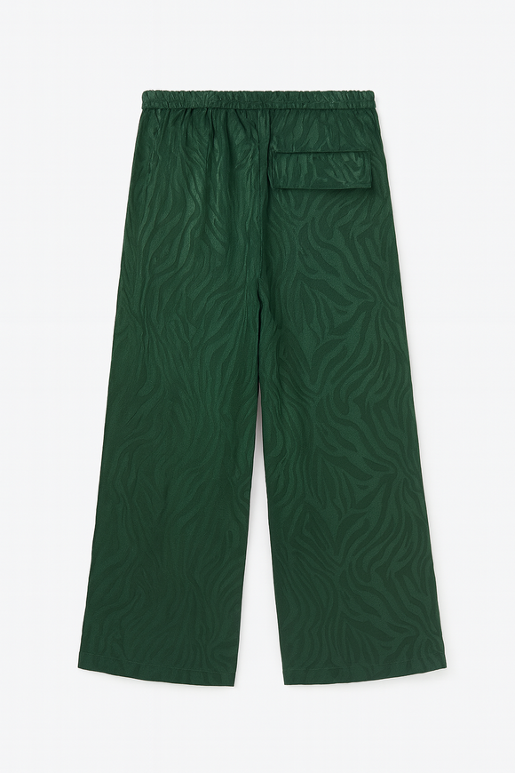 Green Satin Jacquard Trouser