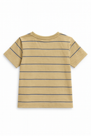 Beige Stripe Short Sleeve T Shirt-3