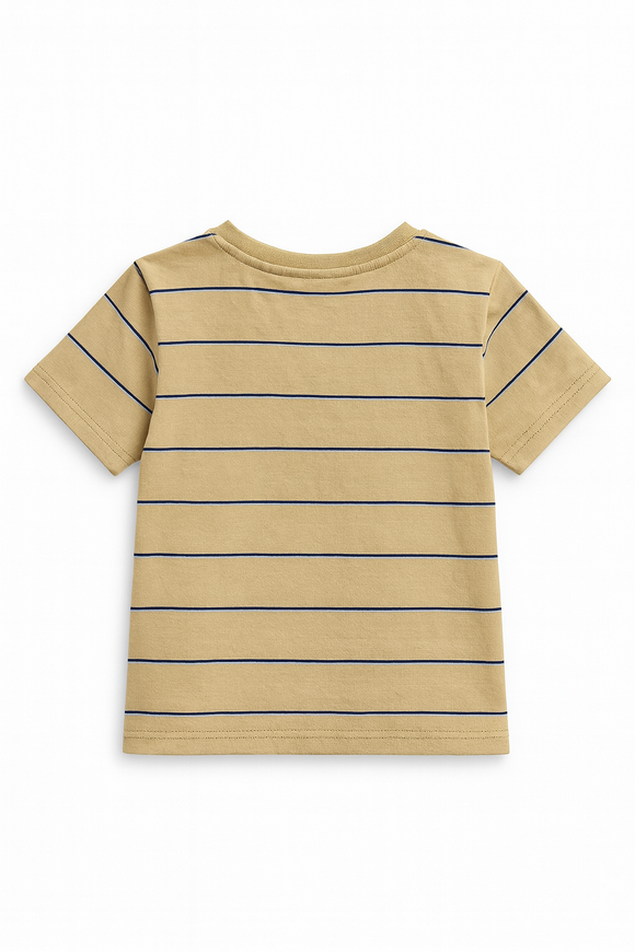 Beige Stripe Short Sleeve T Shirt