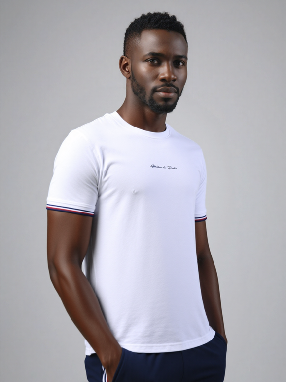 White Tipped T Shirt With Logo White