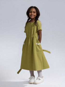 Olive Front Placket Dress