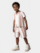 Red Oversized Shirt With Shorts Set-1