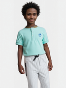 Green Suede Collar Polo With Embrodiery-1