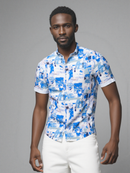 Mens S/Slvs Printed Shirts With Round Neck Collar-1
