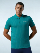 Sage Green Aop Polo Shirt With Chest Logo Green-5