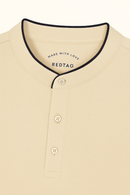 Mandrain Collar Polo Shirt Beige X Large-3