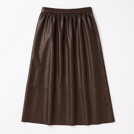 BROWN GATHERED SKIRT - 0