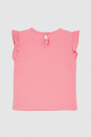 Pink Flower Artwork T Shirt Pale Pink-3