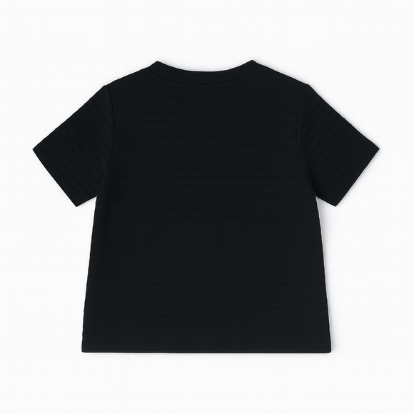 Black Jacquard Henley Tshirt