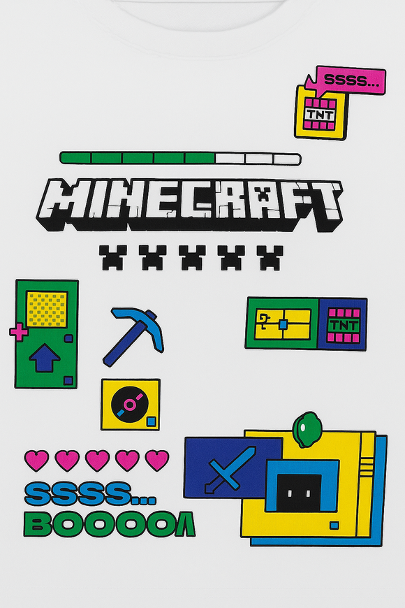 Boys Junior Minecraft White T Shirt