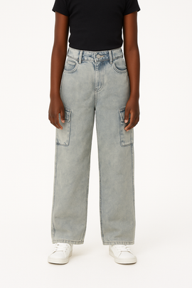 Lt Wash Colored Cargo Pants Light Wash