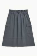 Mid Grey Knitted Cargo Pocket Knitted Skirts-1