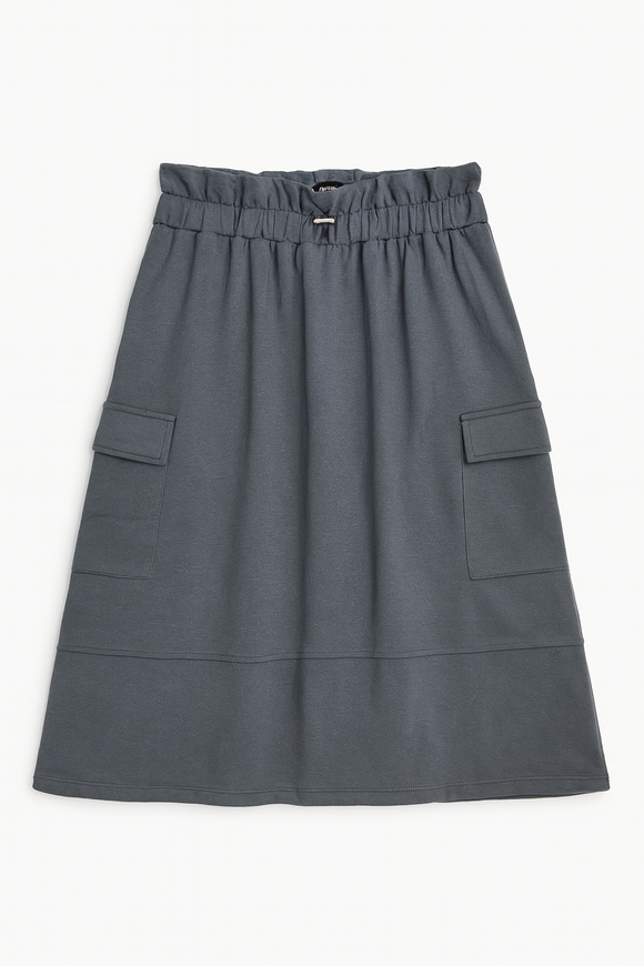 Mid Grey Knitted Cargo Pocket Knitted Skirts