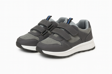 Grey Material Block Sneakers - 0
