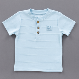 Sky Blue Henley Jaquard Tshirt - 0