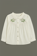 Cream Yoke Embroidered Blouse Cream-2