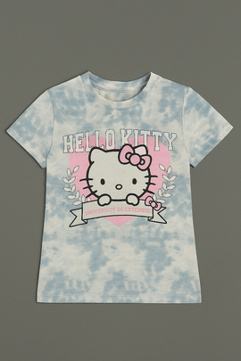 White Hello Kitty Placement Print T Shirt White - 0