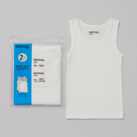White 2 Pcs Pack Sleeveless Vest Basic