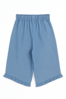 Blue Chambray Ruffle Trouser-3