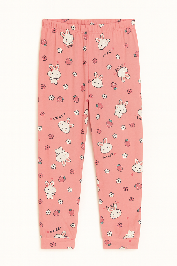 Pink Bunny Print Yummy Fabric Pajama Sets Assorted