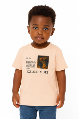 Junior Boys Coral Front  Back Woven Badge Short Sleeve