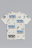 White Nasa Aop Short Sleeve T Shirt-3