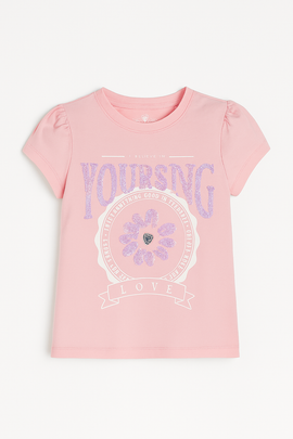 Pink Yourself Love Placement Print T Shirt Pale Pink - 0