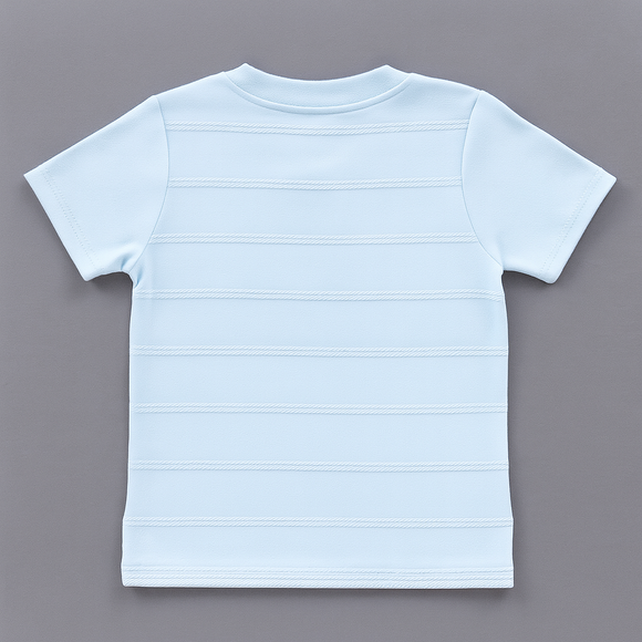 Sky Blue Henley Jaquard Tshirt
