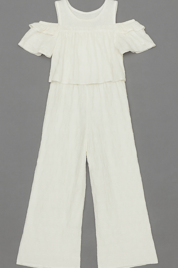 White Jacquard Jumpsuit