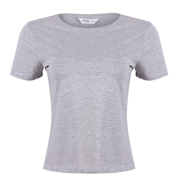 Redtag Grey Crew Neck T-Shirt for Women