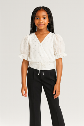 White Chiffon Polka Dots Blouse