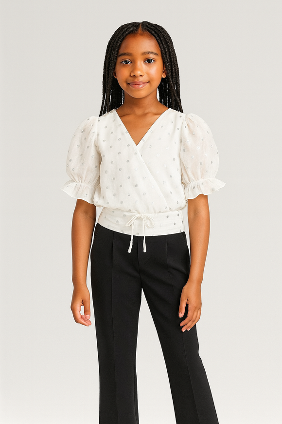 White Chiffon Polka Dots Blouse