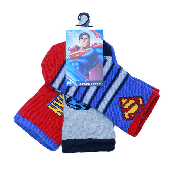 3 Pack Superman Socks  Assorted 2 4 Years