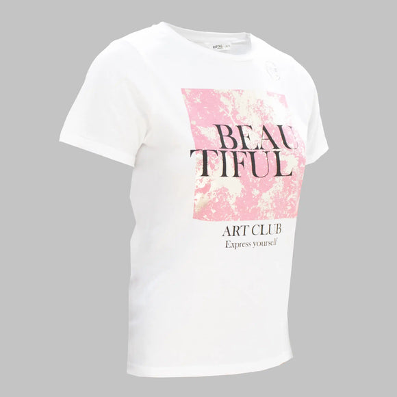 White Printed T Shirt