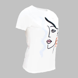 White Embellished T-Shirt - 0