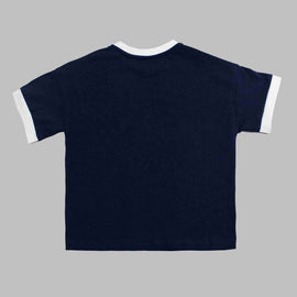 Navy Print Short Sleeve T Shirt - 0
