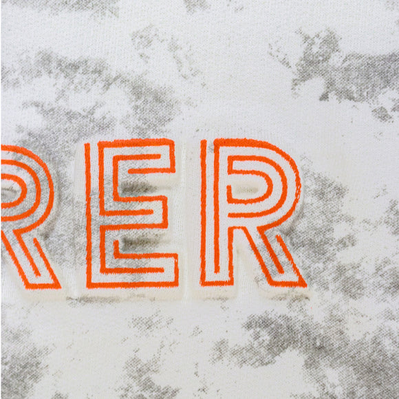 Beige Marble Print Embossed Crew Neck