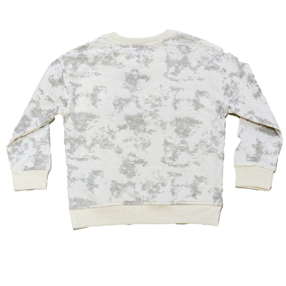 Beige Marble Print Embossed Crew Neck