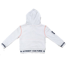 White Hooded Urban Print Sweatshirt - 0